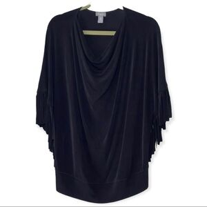 Travelers by Chico’s Black Dolman Sleeves Drape Neckline Top. Size 2